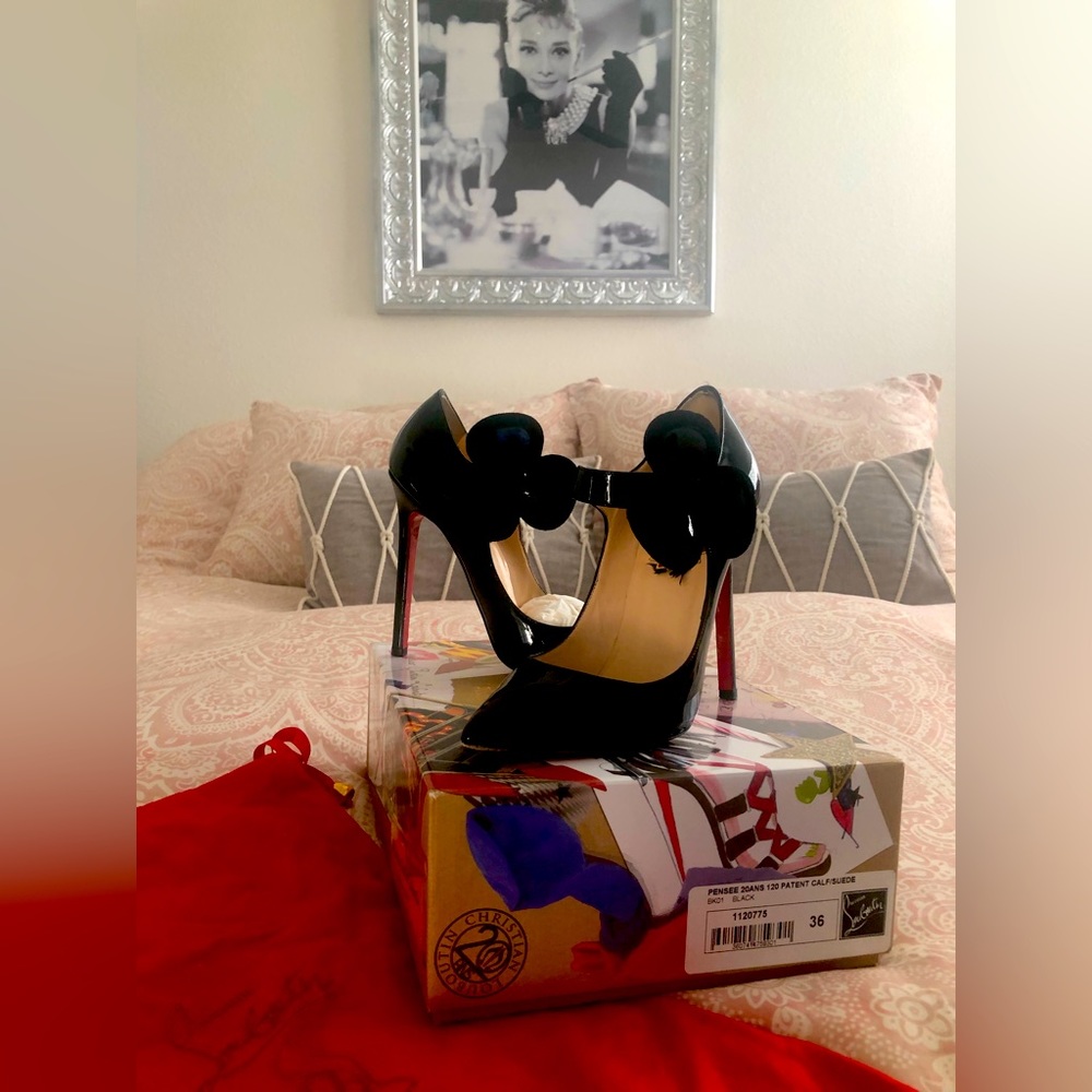 Christian Louboutin vintage black patent leather 4 1/2 inch heel